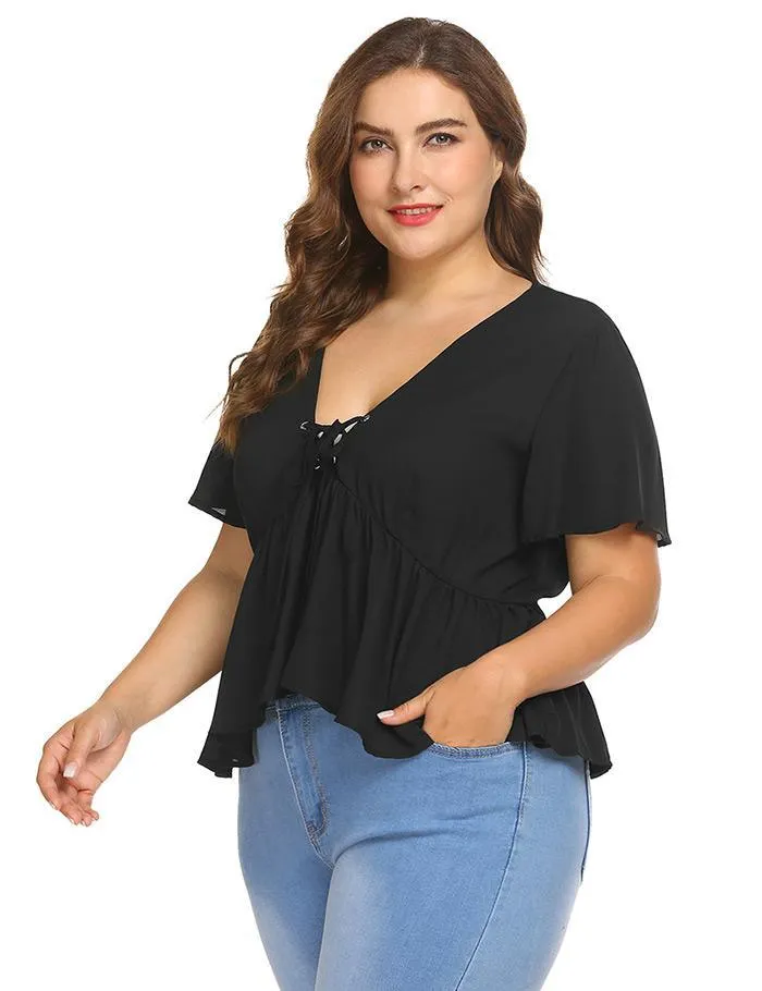 ROXANNE'S RUFFLE LACE-UP TOP