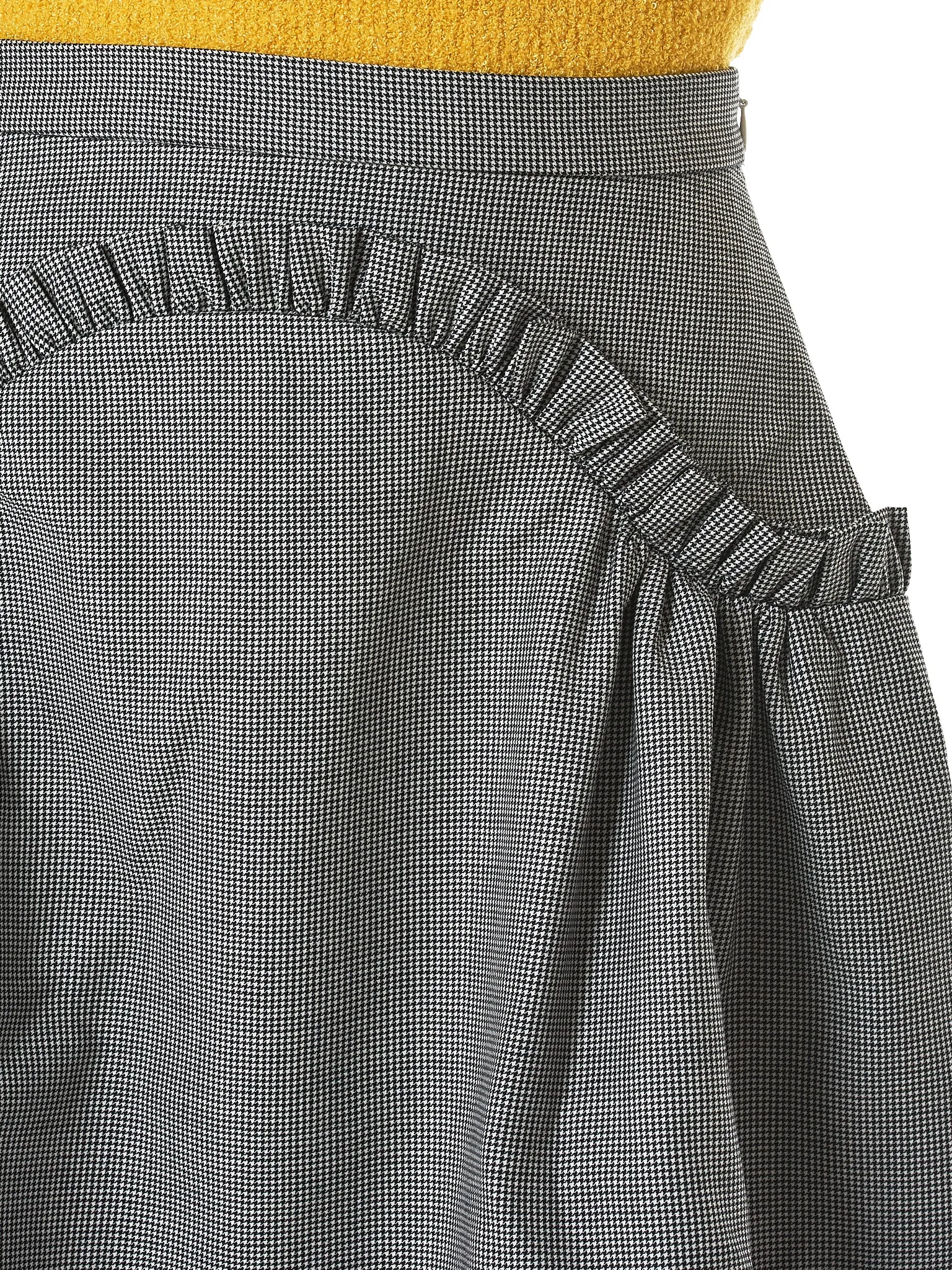 Ruche Houndstooth Skirt (SK04-WO005-GREY)