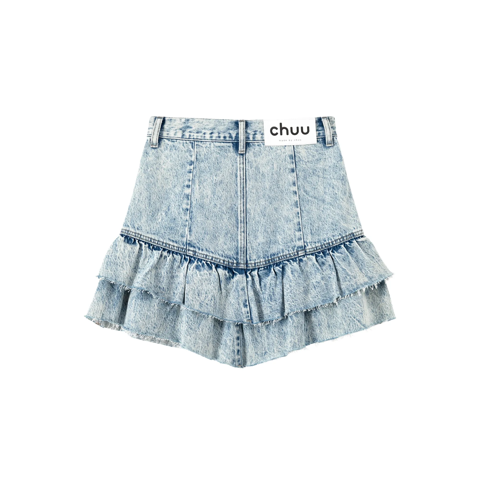 Ruffled Denim Mini Skirt