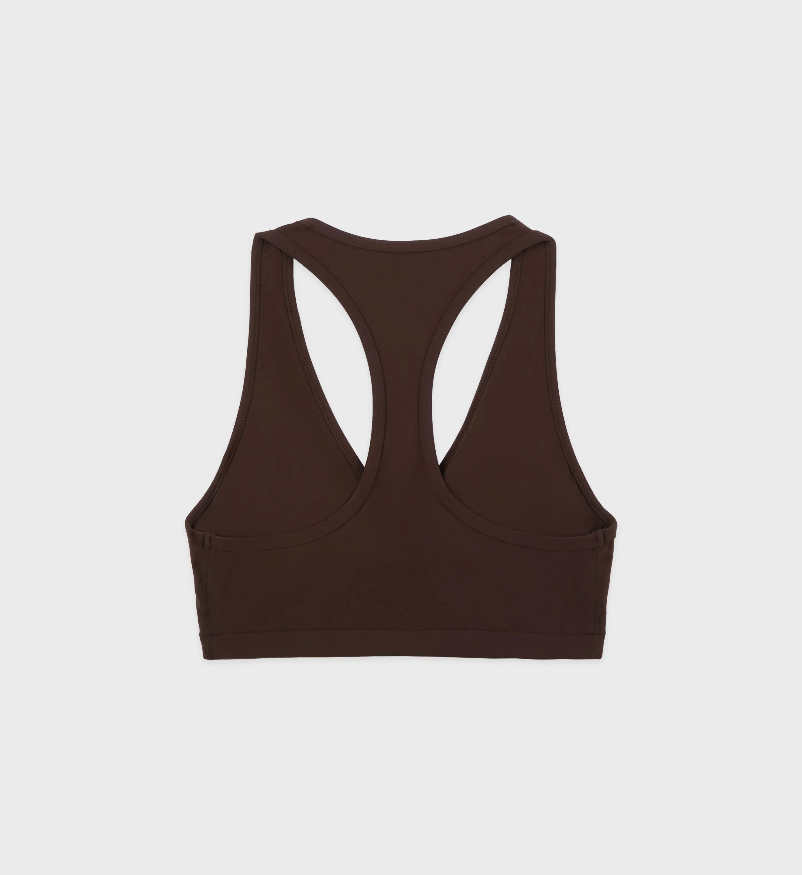 Runner Script V-Neck Sports Bra - Chocolate/White