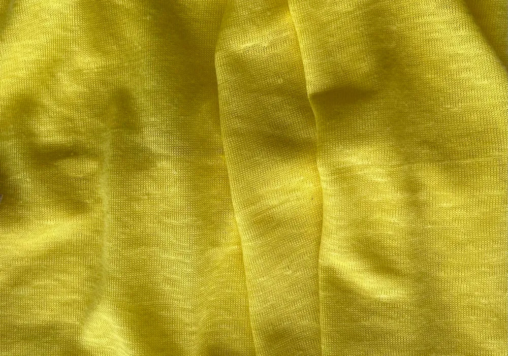 Semi-Sheer Lemon Drop Yellow Linen Knit (Made in Italy)