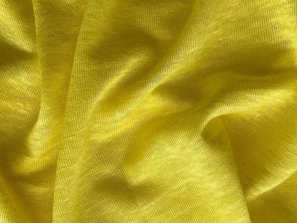 Semi-Sheer Lemon Drop Yellow Linen Knit (Made in Italy)