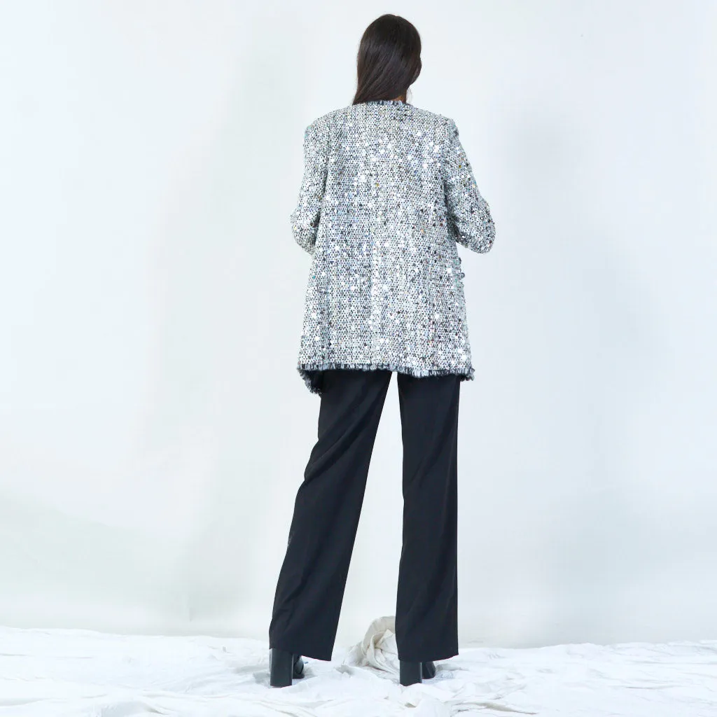 Sequined tweed jacket with front pockets wholesale