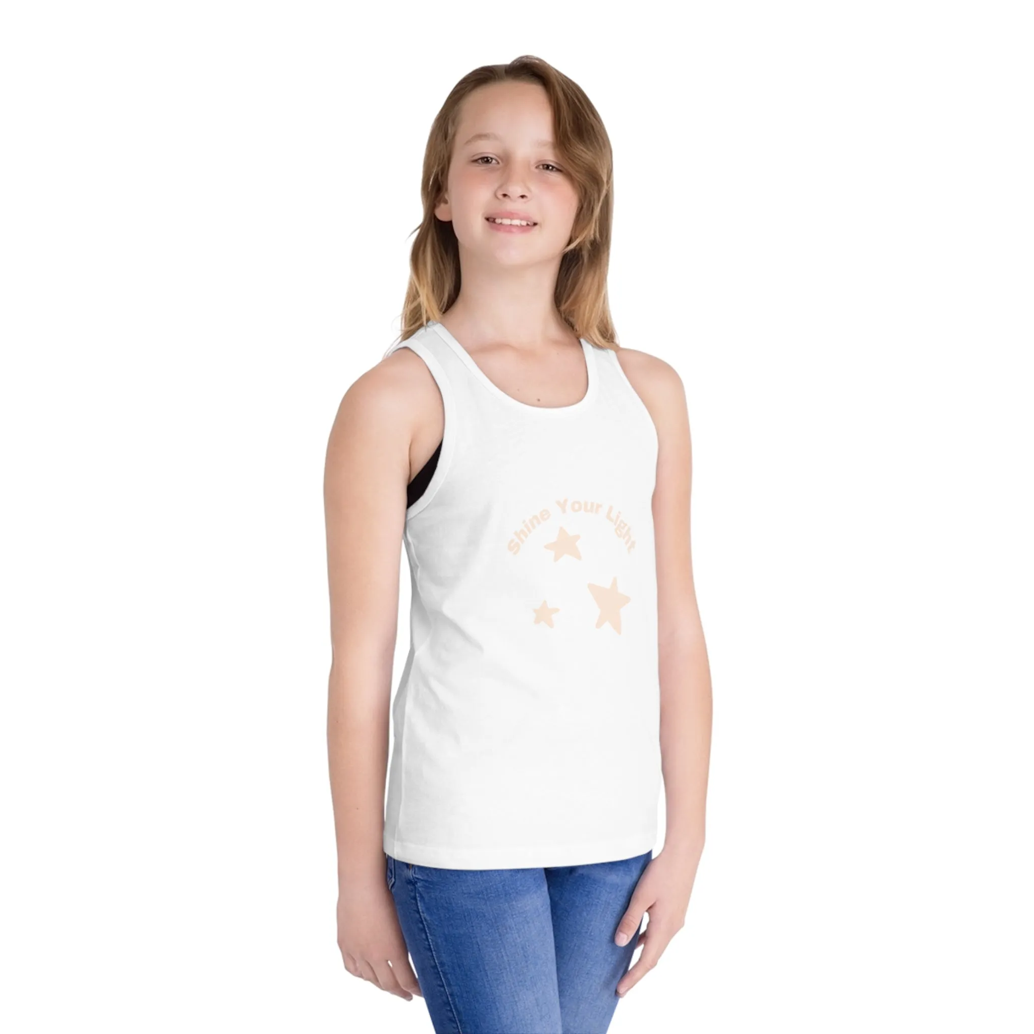 Shine Bright Shine Your Light Kid's Jersey Tank Top, Neon Girls Tween Preteen tank top, positive vibes