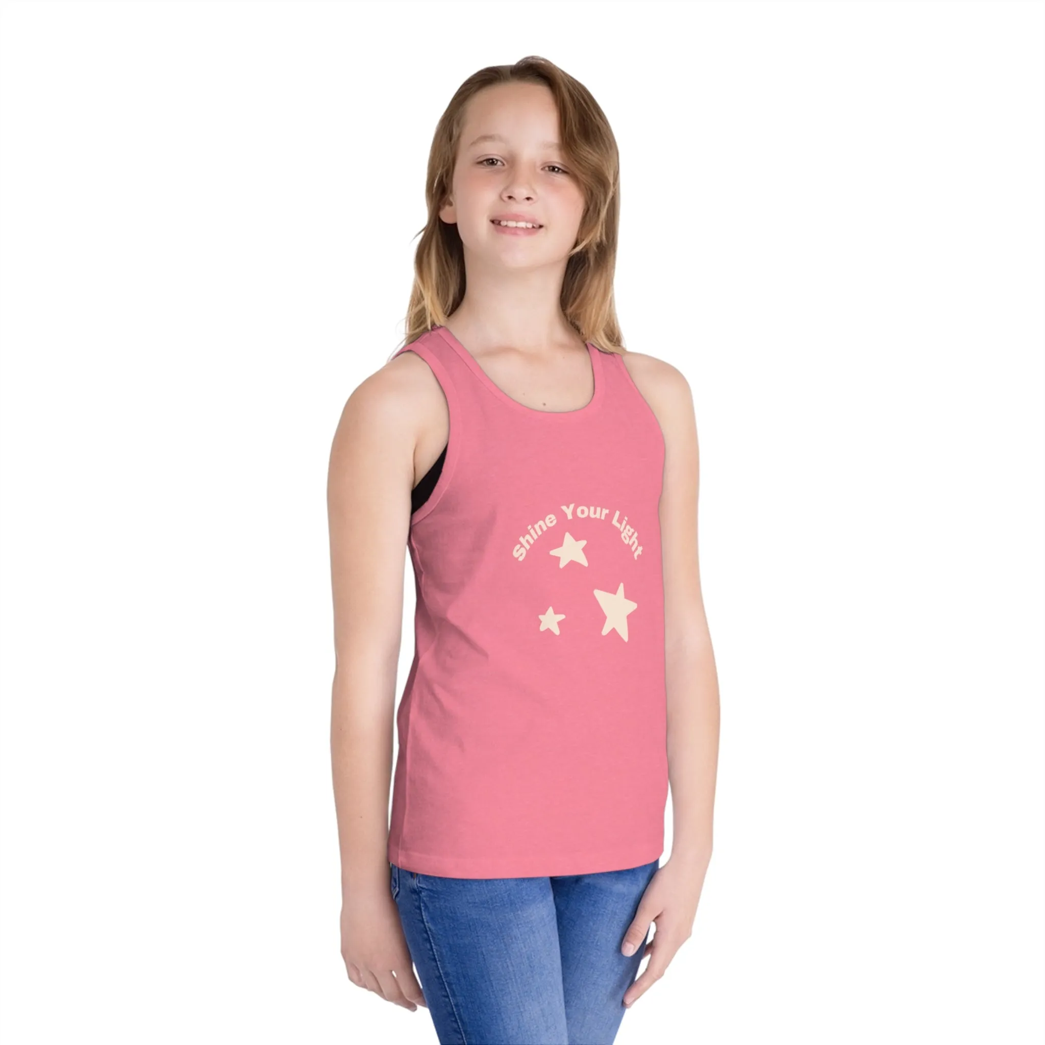 Shine Bright Shine Your Light Kid's Jersey Tank Top, Neon Girls Tween Preteen tank top, positive vibes