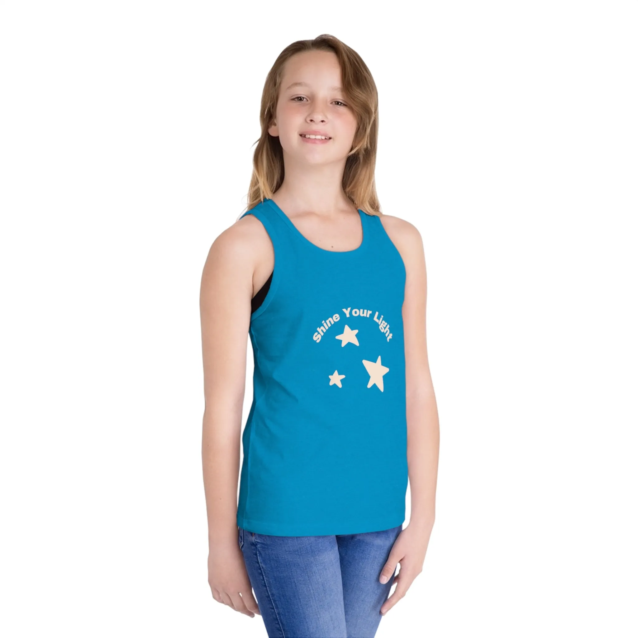 Shine Bright Shine Your Light Kid's Jersey Tank Top, Neon Girls Tween Preteen tank top, positive vibes