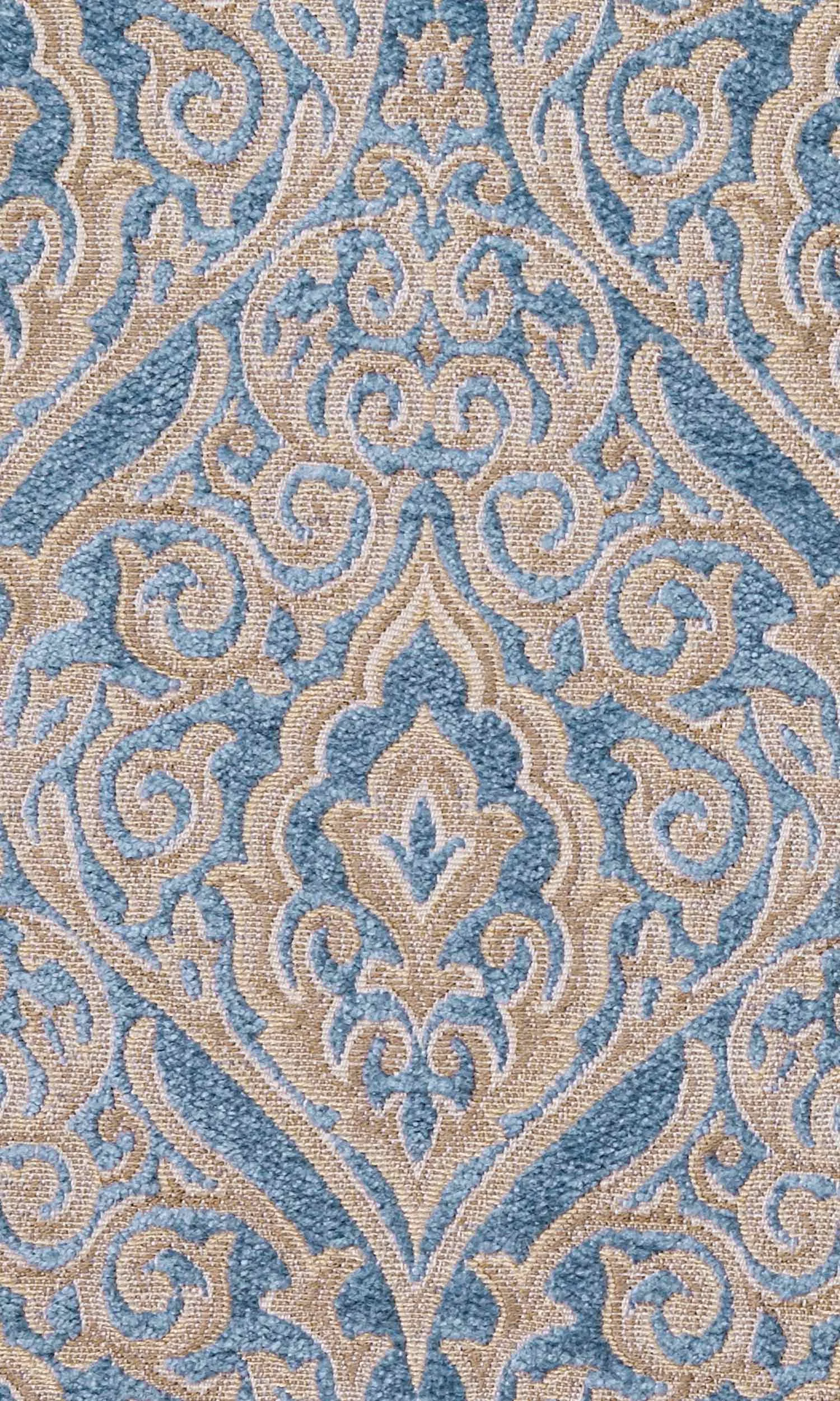 'Silent Beryl' Fabric by the Metre (Beige/ Blue)