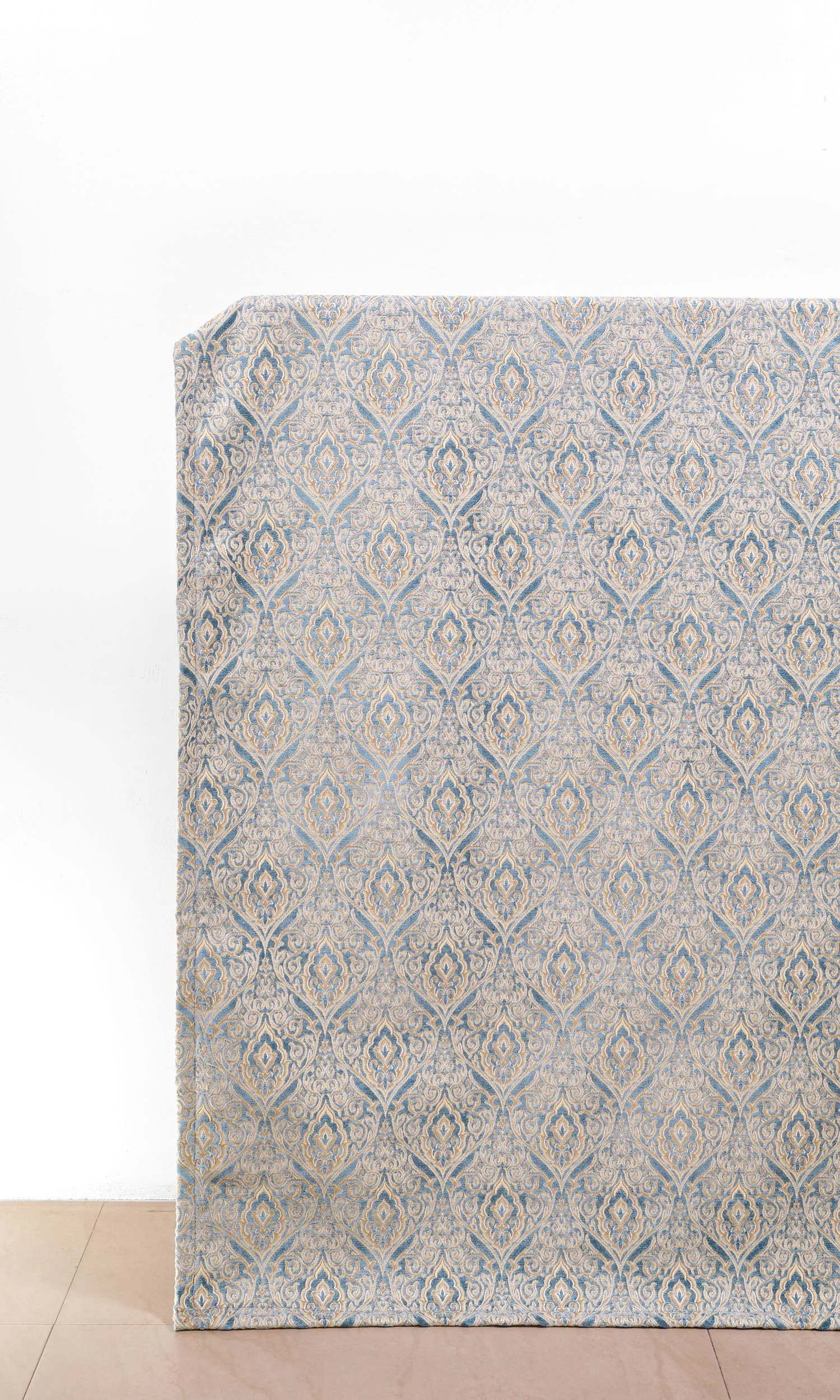 'Silent Beryl' Fabric by the Metre (Beige/ Blue)