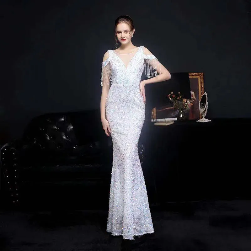 Sparkling Sequin Fishtail Gown for Gala Nights