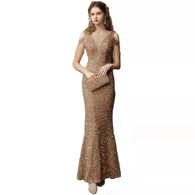 Sparkling Sequin Fishtail Gown for Gala Nights