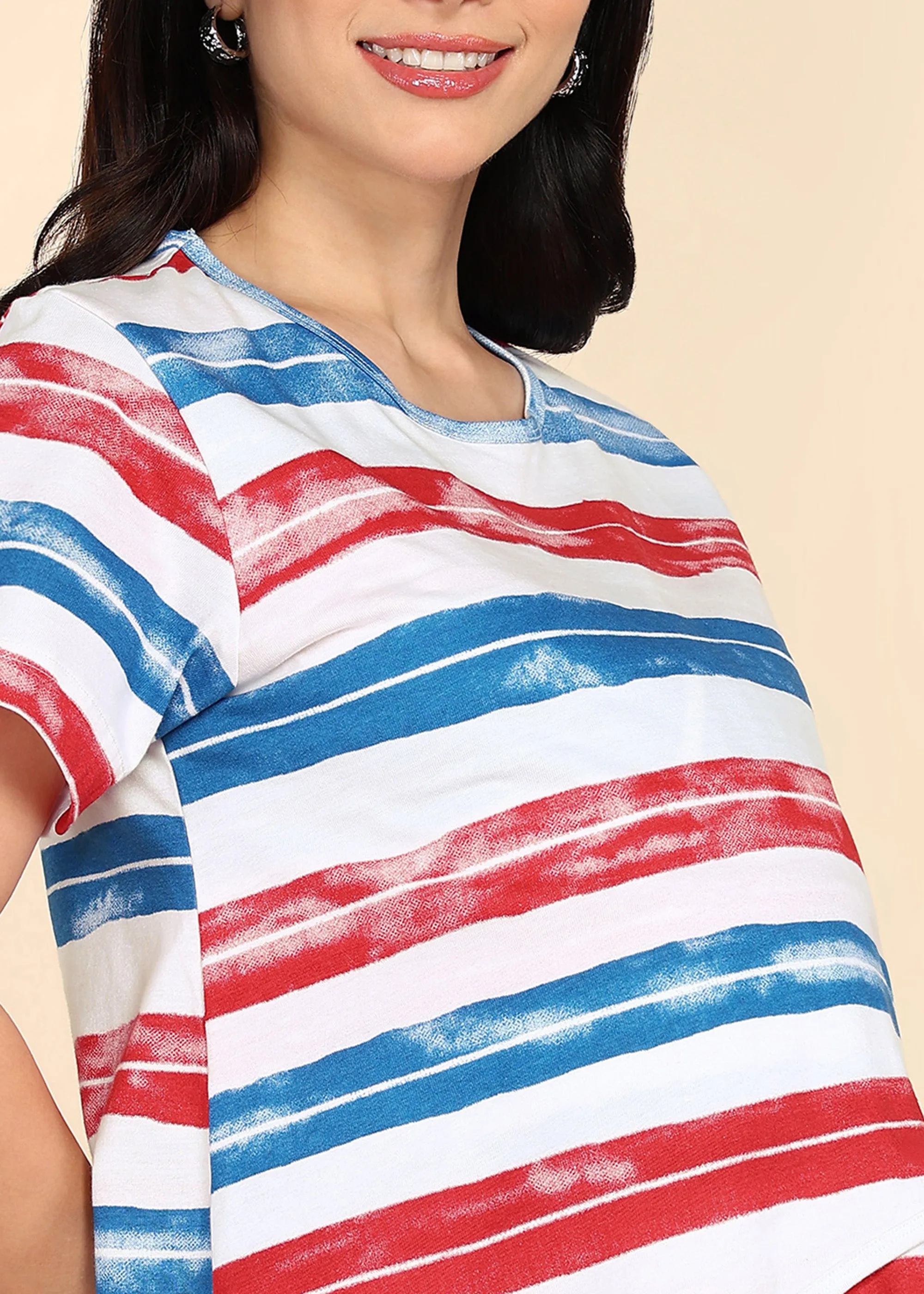 Stripe Zipless Maternity and Feeding T-Shirt