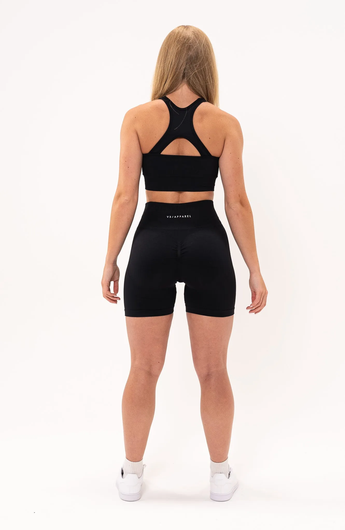 Tempo Seamless Scrunch Shorts & Sports Bra Set - Black