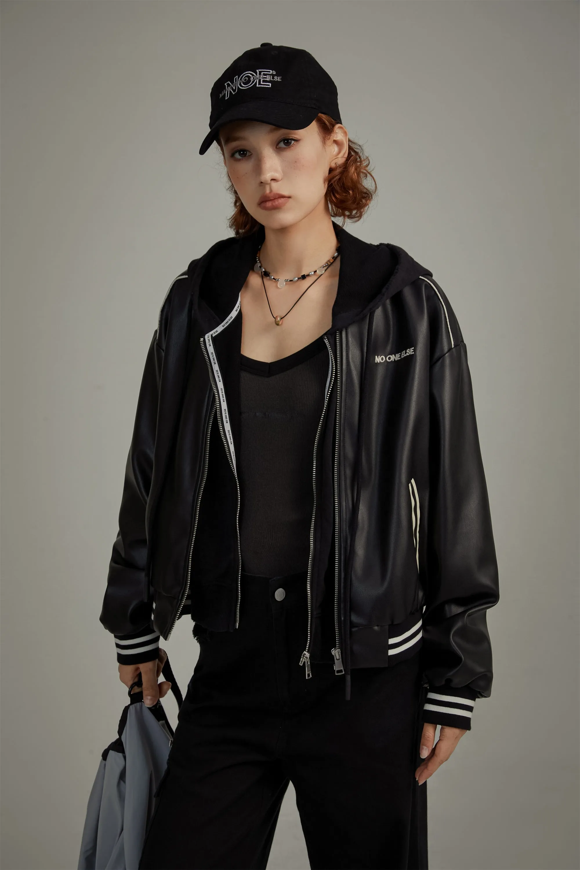 Varsity Leather Zip-Up Jacket