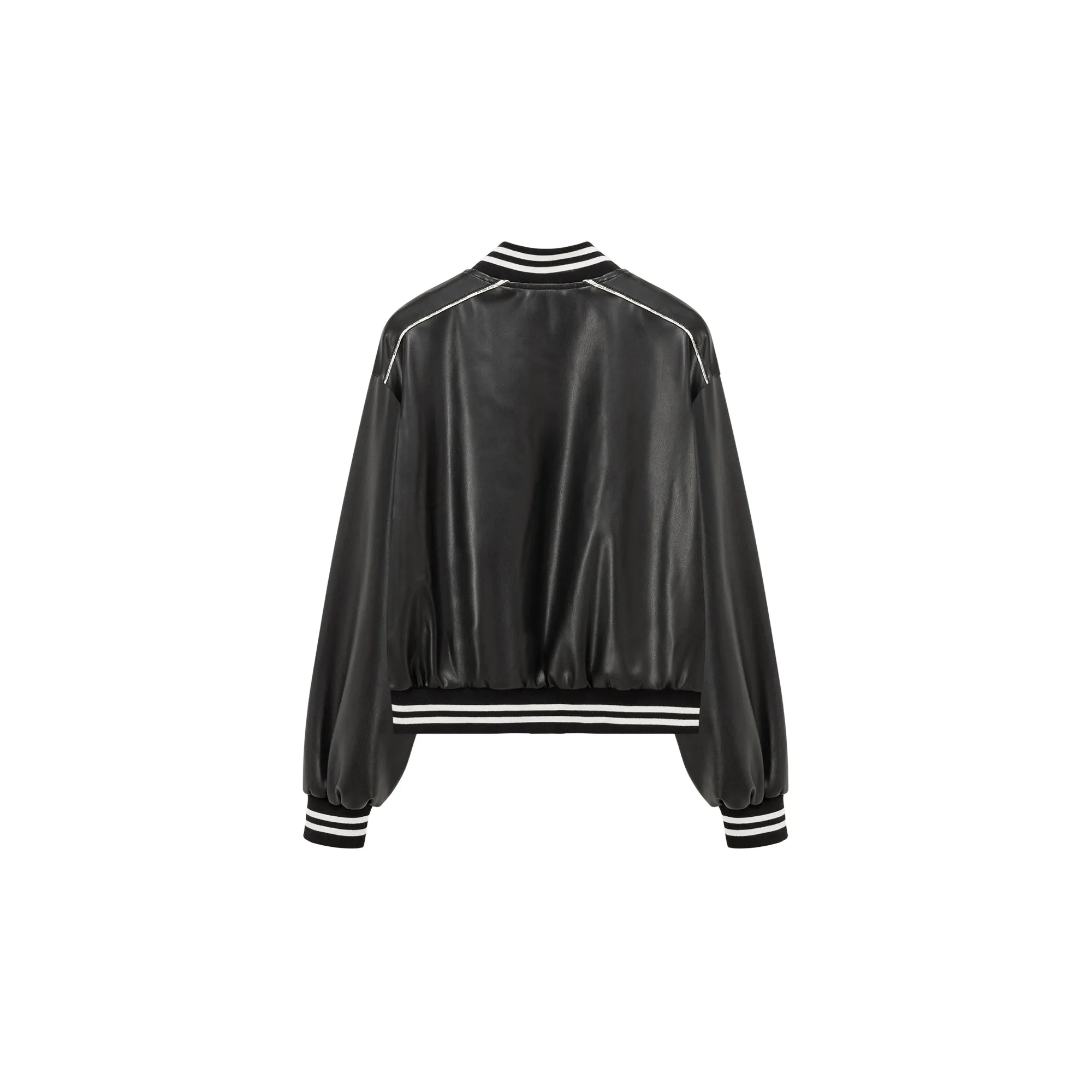 Varsity Leather Zip-Up Jacket