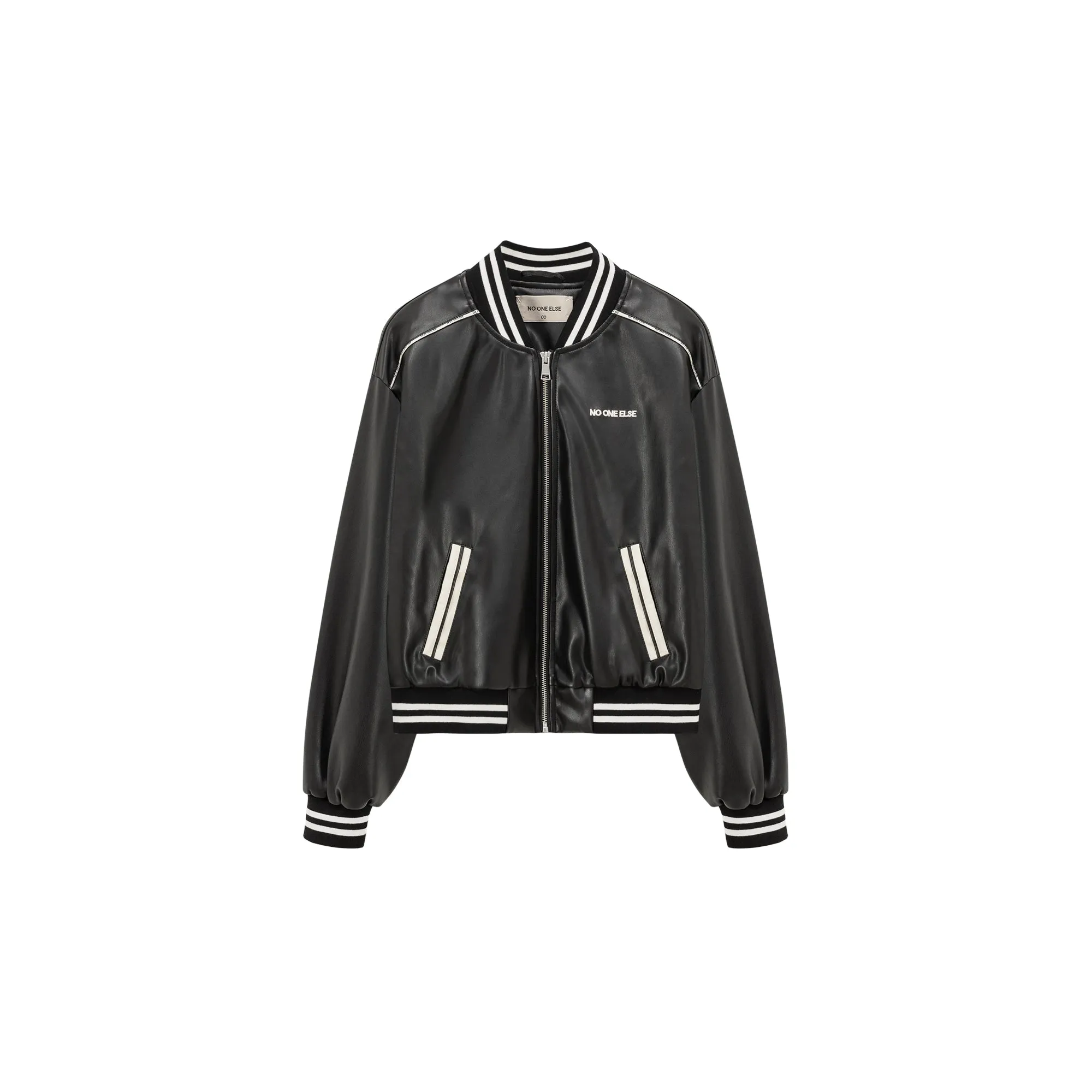 Varsity Leather Zip-Up Jacket