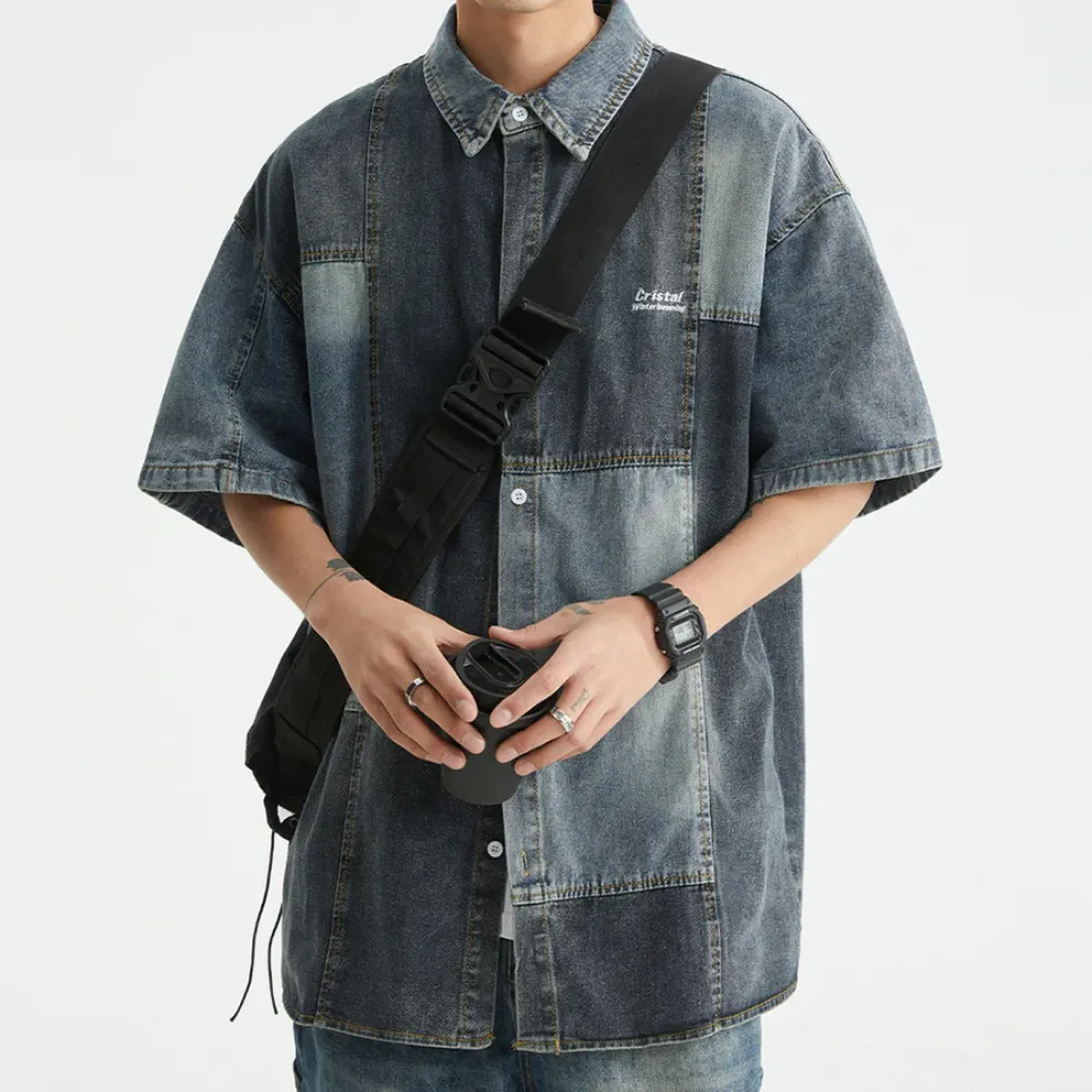 “Vintage Panel Denim Short Sleeve” Shirts