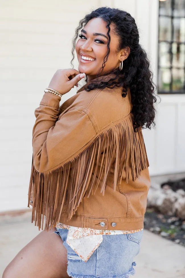 Wild Wild West Brown Fringe Detail Denim Jacket FINAL SALE