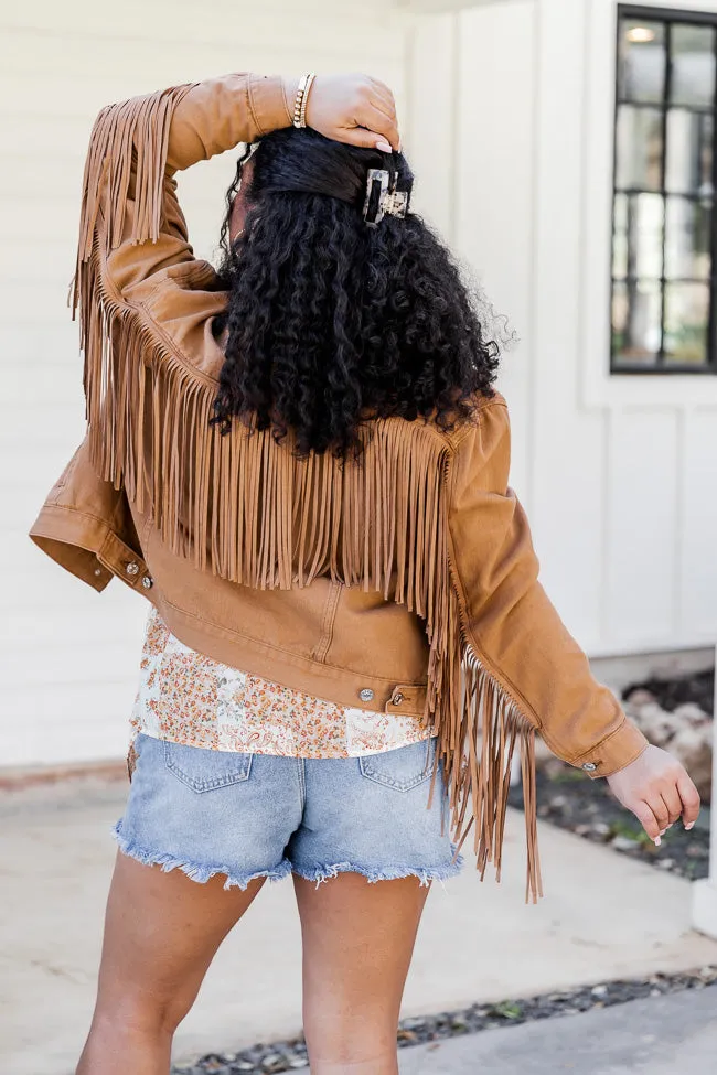 Wild Wild West Brown Fringe Detail Denim Jacket FINAL SALE