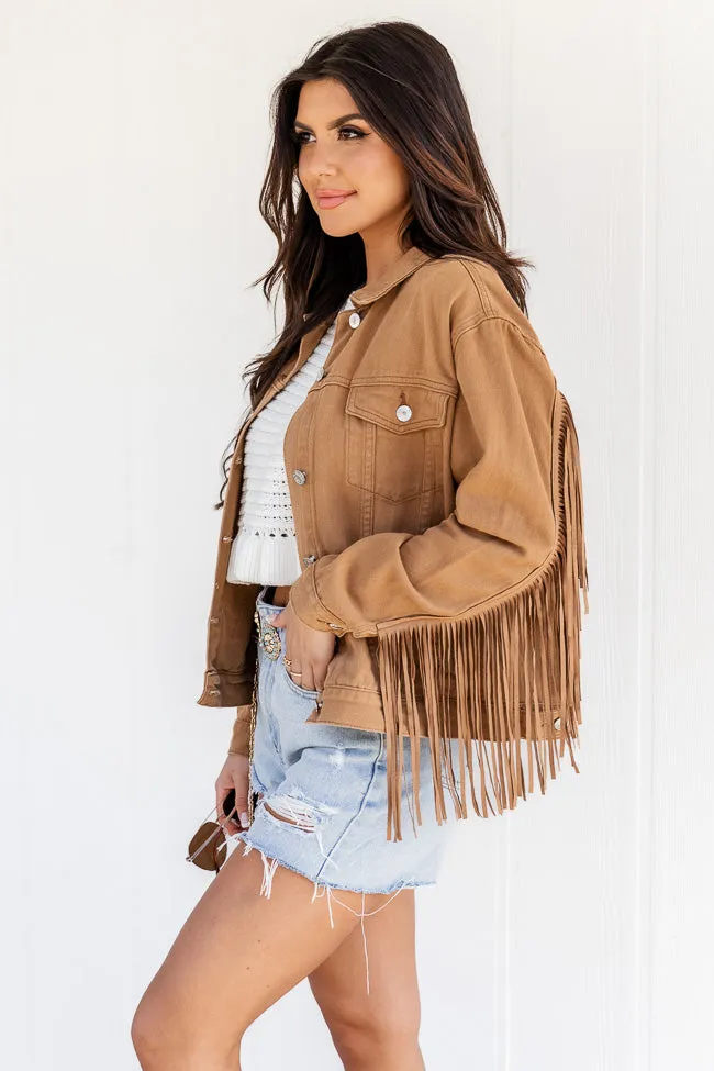 Wild Wild West Brown Fringe Detail Denim Jacket FINAL SALE