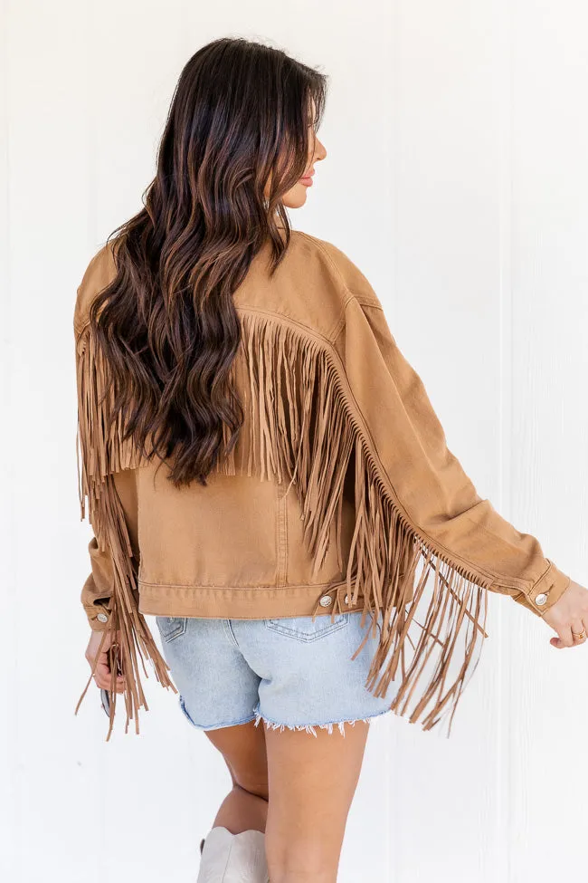 Wild Wild West Brown Fringe Detail Denim Jacket FINAL SALE