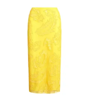 Women's Beaded Mesh Midi Skirt Daffodil