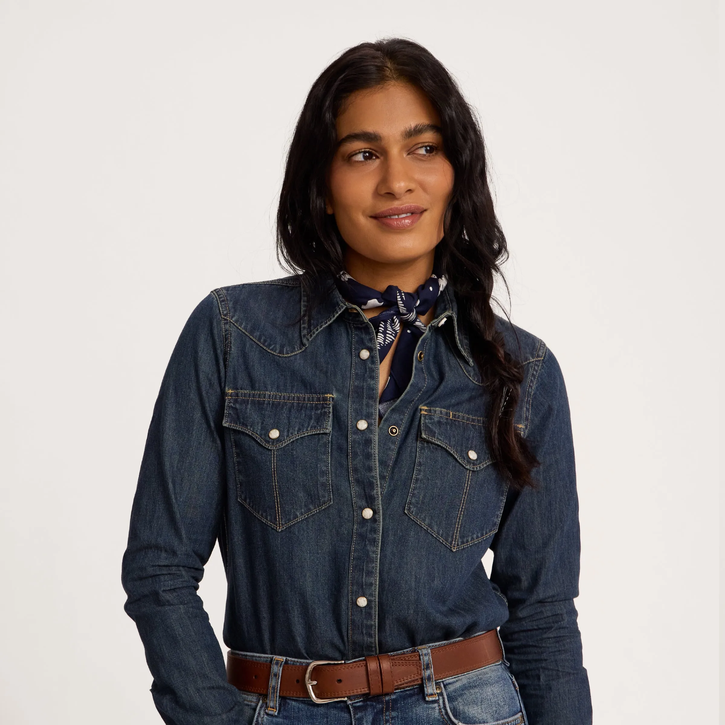 Women's Denim Pearl Snap