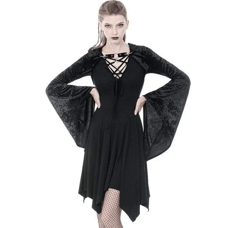 Women's Gothic Shining Velvet Witch Capes With Pointed Cap