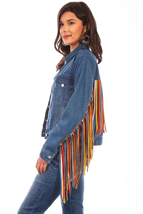 Women's Honey Creek Jacket Collection: Denim Serape Fringe