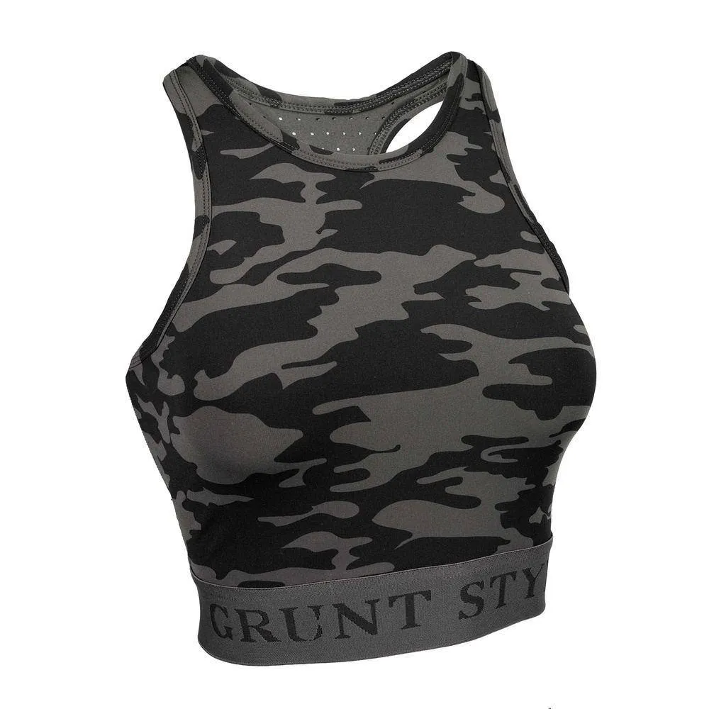 Women's Racerback Sports Bra - Black Camo