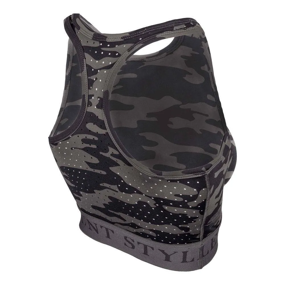 Women's Racerback Sports Bra - Black Camo