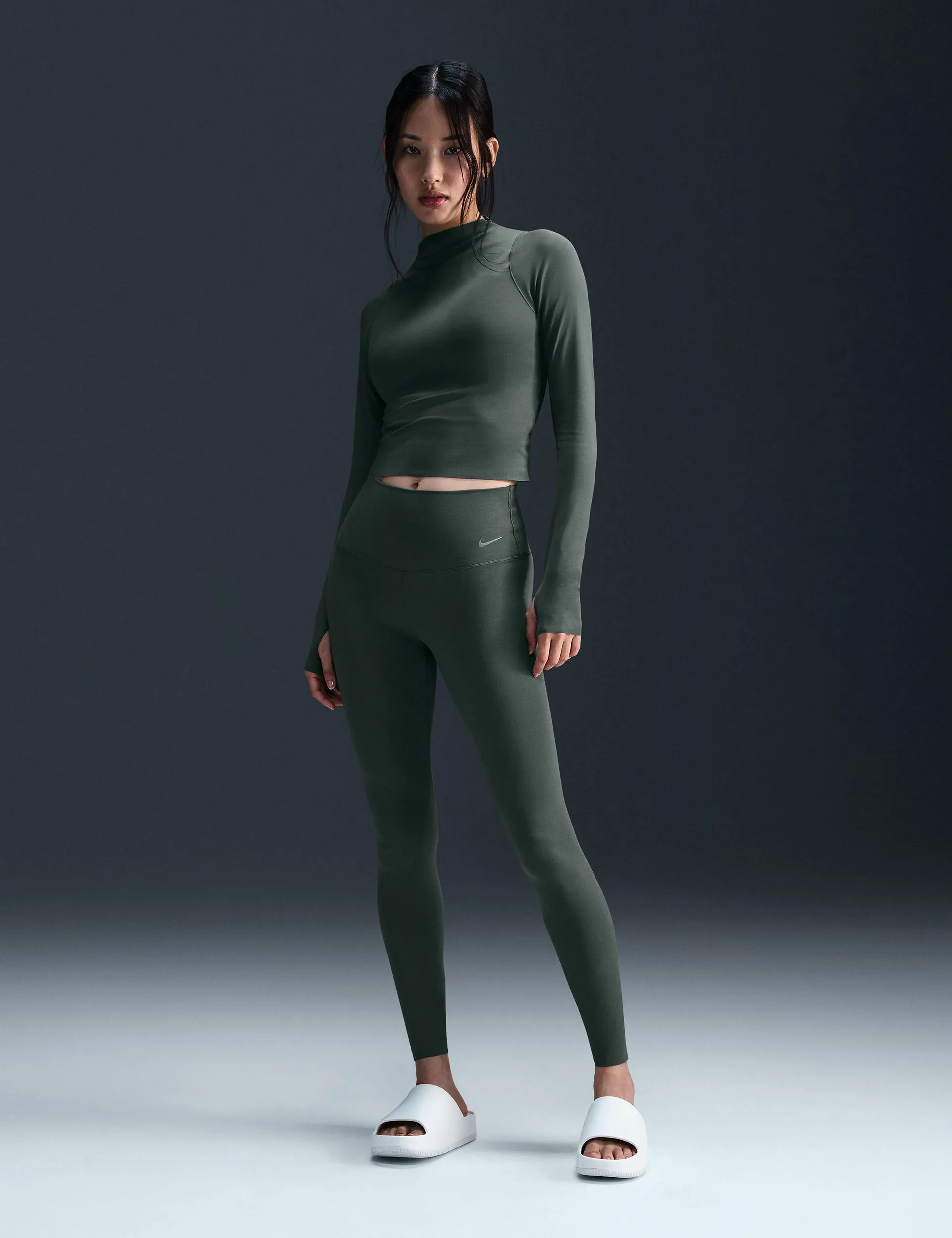 Zenvy High Waisted Leggings - Vintage Green/Black