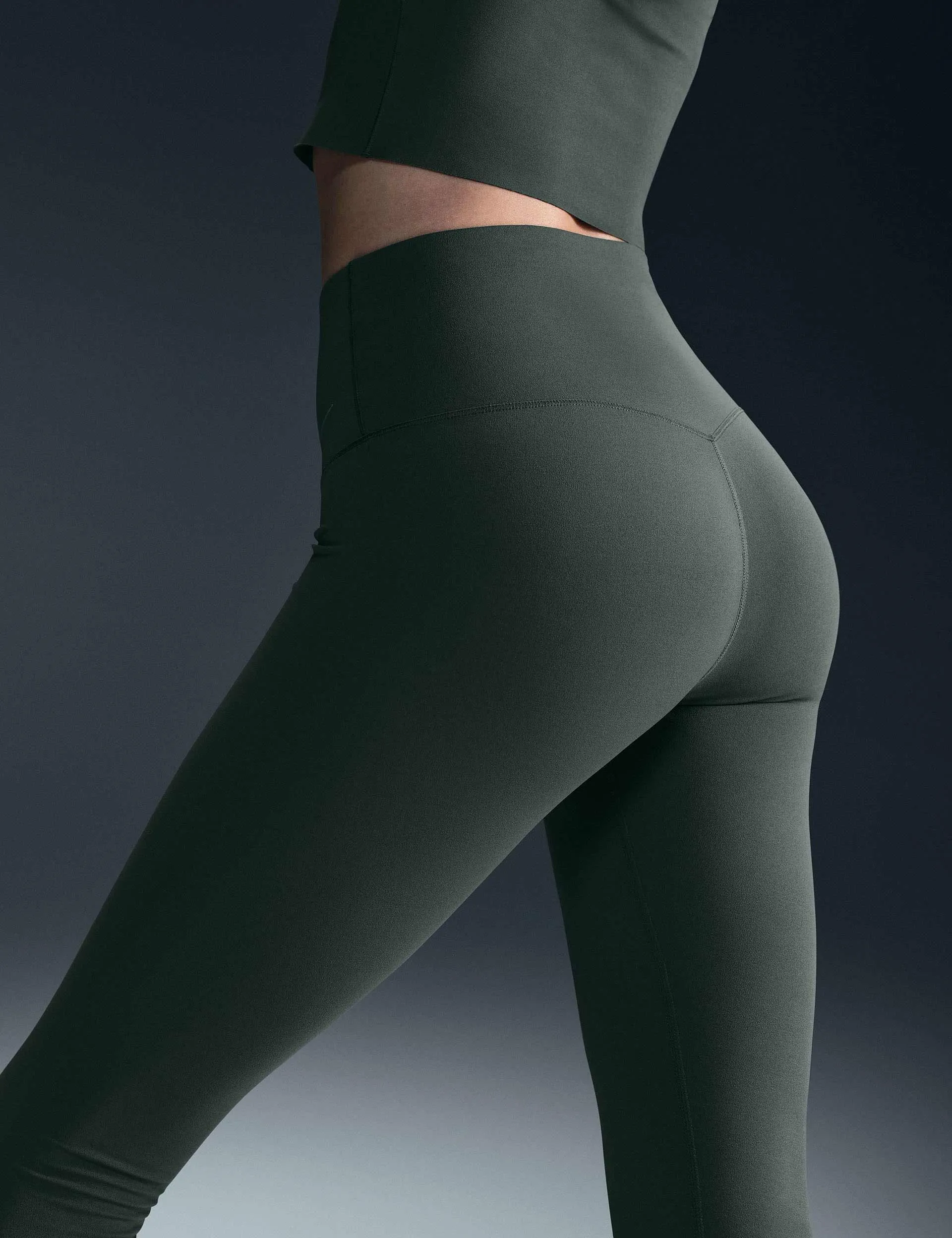 Zenvy High Waisted Leggings - Vintage Green/Black